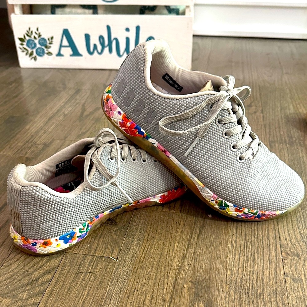NOBULL No Bull Women’s Gray & Floral Lifting CrossFit Gym Workout Sneakers 9
